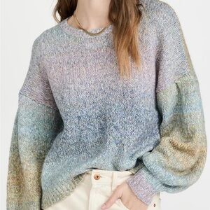 Z Supply Women’s Small Kersa Ombre Crew Neck Sweater Balloon Sleeve Oversized